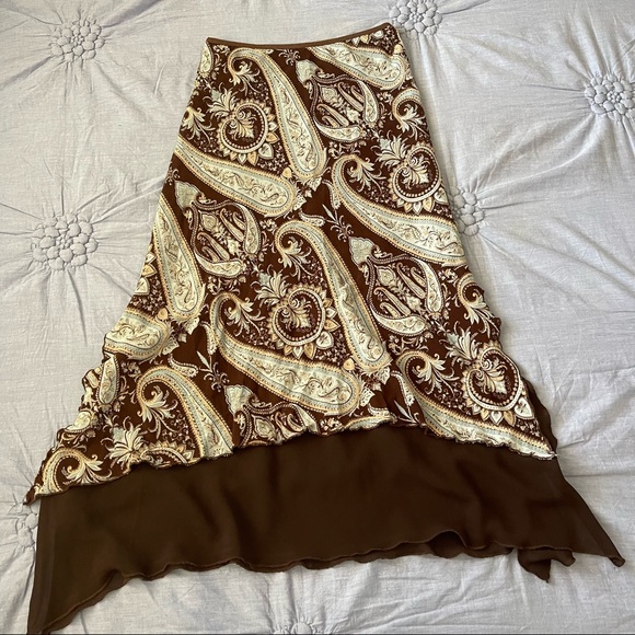 🤎🦋Y2K Brown and Blue Paisley Midi Skirt🦋🤎 - Picture 5 of 5
